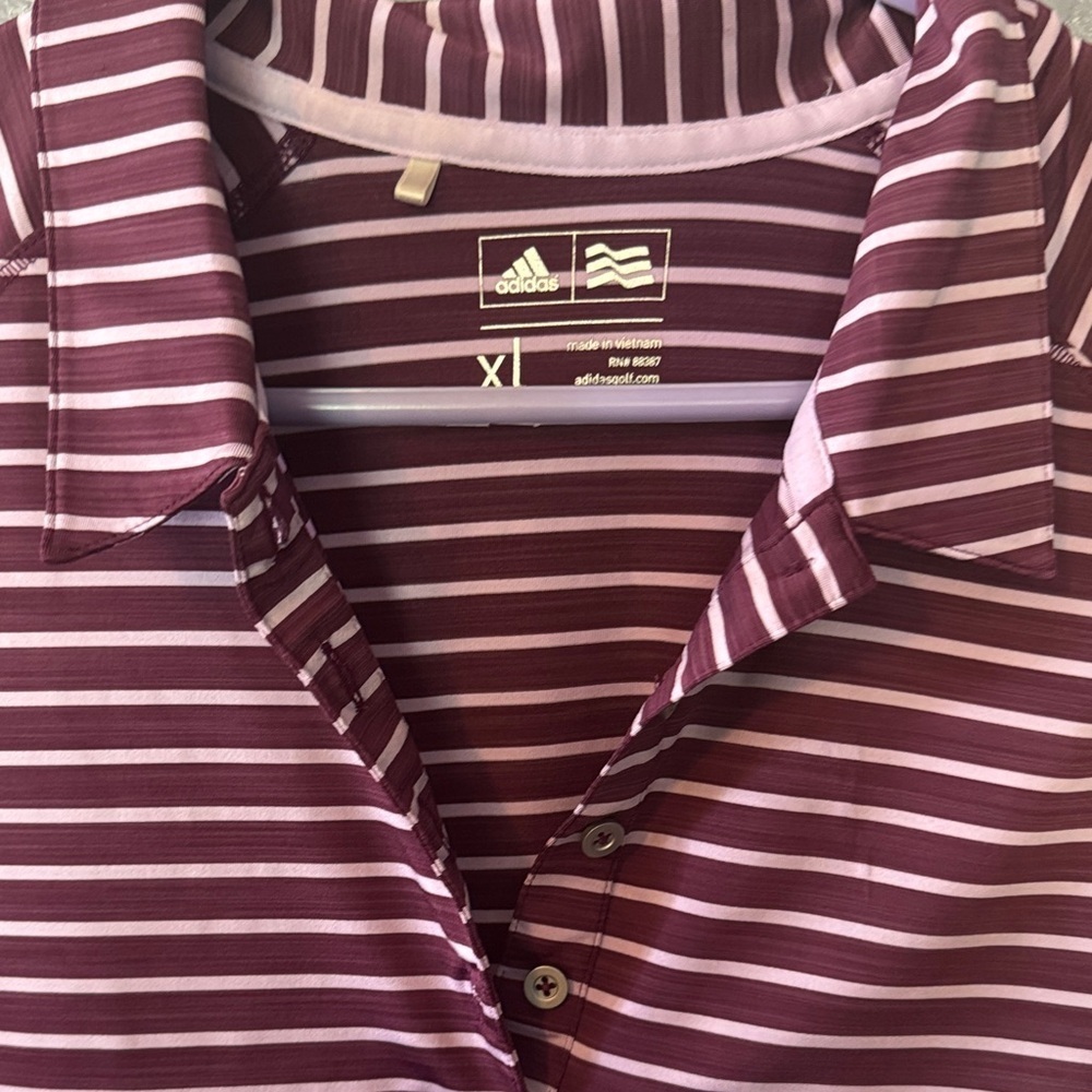 Adidas Maroon Striped Women's Top - Picture 2 of 4